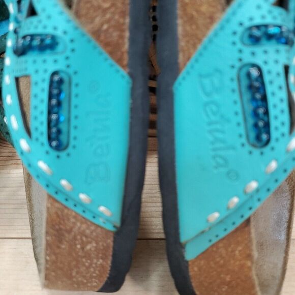 Betula by Birkestock Womens 5/EU 36 Joyce Leather Beaded Turqouise EVA Sole Boho - Picture 7 of 14